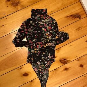 H&M Floral Black Bodysuit